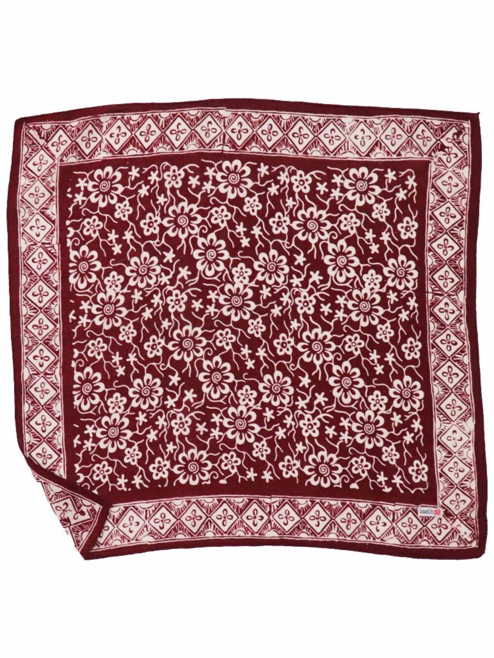 Hand Dyed Batik Bandana Maroon Bliss Red Purple 100% Soft Cotton
